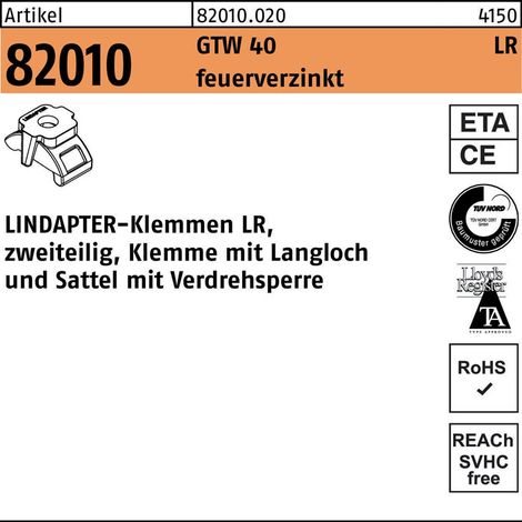 Klemme R 82010 GTW 40 LR M10/3 - 10 feuerverz. 1 Stück LINDAPTER (1/2)