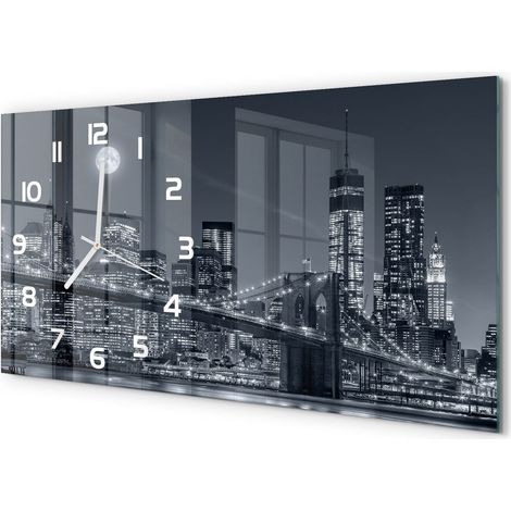 Horloge Murale Horizontale Artistique 60x30 cm Décoration Murale Moderne Manhattan, New York (1/5)