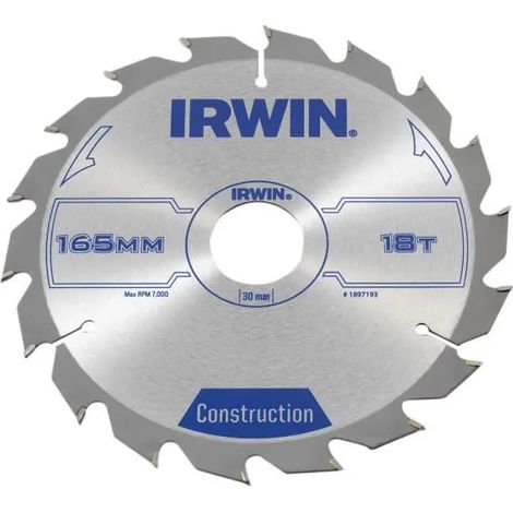 Hoja de sierra circular Irwin 1897193 165 mm dientes carburo