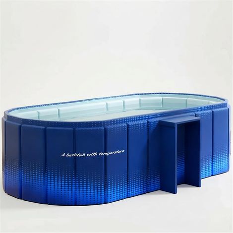 Baignoire portable de 150 cm avec étagère, baignoire pliable pour 2 personnes, baignoire de trempage pliable sans gonflage pour adultes, bain de glace et spa chaud 2 en 1 pour cabine de douche, jardin (1/5)