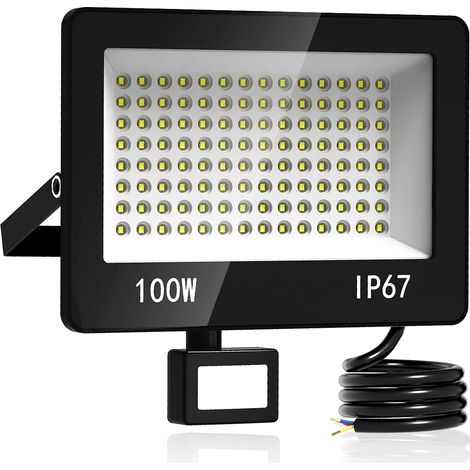 Projecteur LED Extérieur avec Détecteur - 100W 10000LM Spot Exterieur Detecteur de Mouvement Blanc Froid 6500K, IP67 Étanche Lampe pour Garage Jardin Entrée Route (1/5)