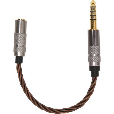 Câble adaptateur audio 4.4mm mâle vers 3.5mm femelle stéréo, plaqué or, pour écouteurs haute-fidélité et audiophiles (1/5)