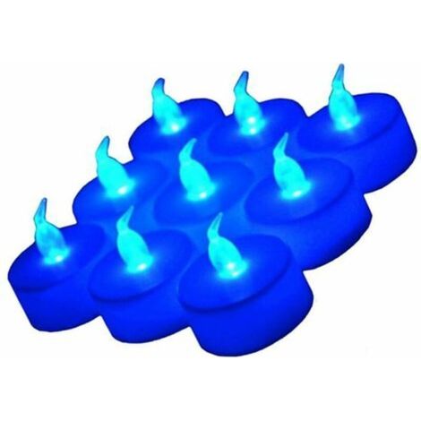 Paquet de 24 bougies chauffe-plat à LED - Bougie chauffe-plat sans flamme scintillante - Faux bougies à piles de longue durée - Décoration pour mariage, fête et Noël (bleu - 24pcs) (1/5)