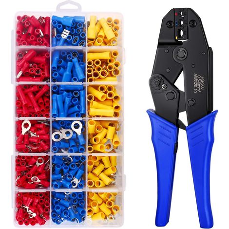 30J 0,5-6mm² Pince À Sertisser Pour Bornes Préisolées À Pression Froide Ensemble De Bornes (1/4)