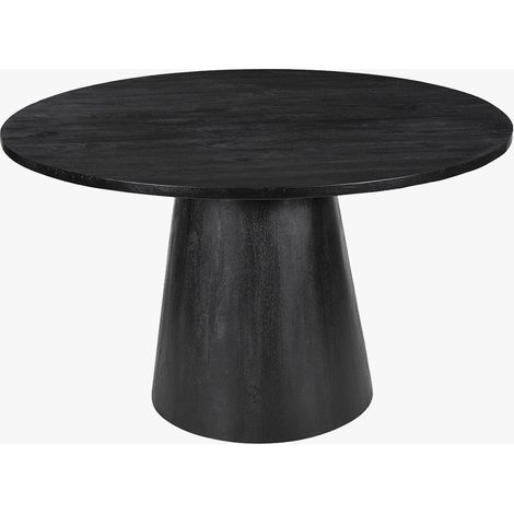 TOMMY - 130 Table à manger ronde en bois de manguier noir D130 cm (1/5)