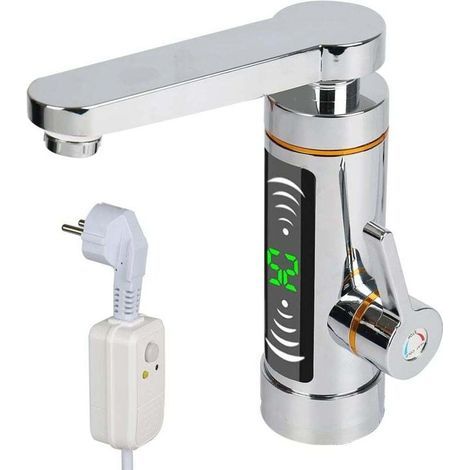 Robinet électrique, chauffe-eau électrique avec sortie d'eau rotative à 360°, 3000 watts, chauffage rapide, affichage LED de la température, convient aux salles de bains, lavabos et kitchenettes - Con (1/4)