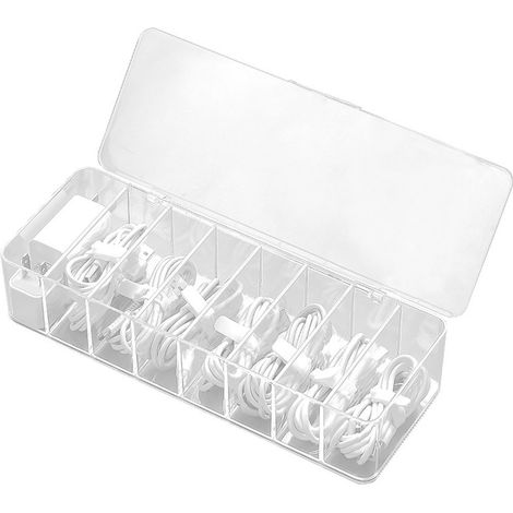 Boîte de Rangement Câbles Plastique pour Bureau - Organisateur Cordons TV PC, Boîte de Stockage Fils Électriques Maison (1/5)
