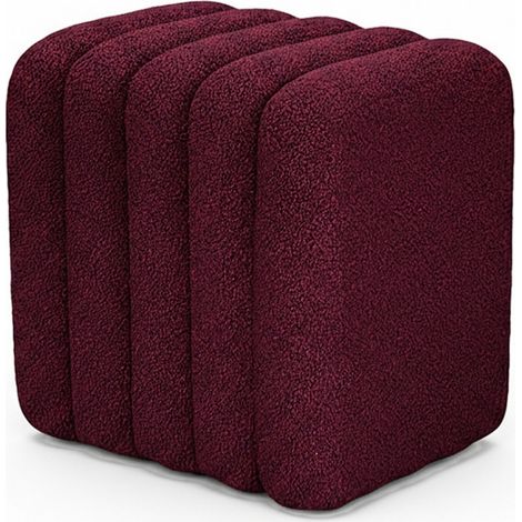 Pouf rembourré en tissu bouclette - Bordeaux - Leto
