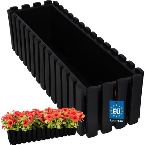 Jardinière de balcon blanche 60 cm – Plastique durable résistant aux UV – Pour fleurs et plantes – Design rustique élégant (1/5)