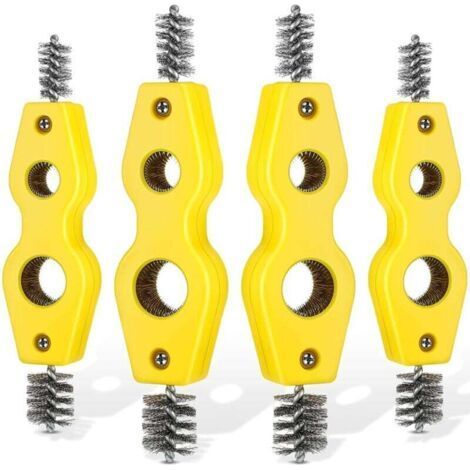 Lot de 4 brosses de nettoyage pour tuyaux en cuivre 4 en 1 Brosse pour tuyaux en cuivre Nettoie l'intérieur et l'extérieur Nettoyeur de filetage Outil de nettoyage de brosse de plombier pour inst (1/5)