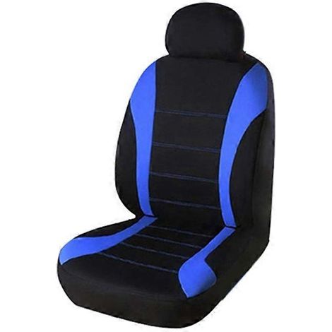 Lot de 2 housses de sièges auto avant, compatibles avec airbags, pour sièges baquets sport, bleu. (1/5)