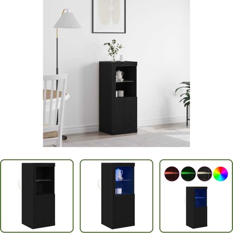 Rangement salon - Buffet LED Noir 41 x 37 x 100 cm Bois d'ingénierie (1/5)