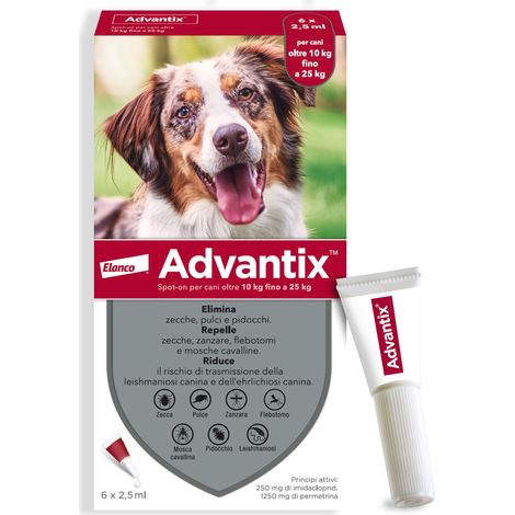 Antiparassitario Advantix Cani Elanco 25 10 kg 6 Pezzi (1/5)