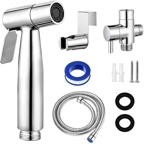 Kit Douchette WC, Kit de Douchette de Bidet en Acier Inoxydable, Vaporisateur de Toilette Douchettes à Main avec 1.5m Tuyau et Support pour Bidet, Bain d'animaux, Soins Corporels, Nettoyage