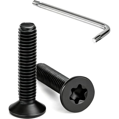 Vis à Tête Fraisée Torx M3 x 12 mm Noir Vis à Six Pans Creux en Acier Inoxydable A2 V2A à Tête Fraisée Métaux avec Clé T10 Filetage Complet 30 Pièces (1/5)