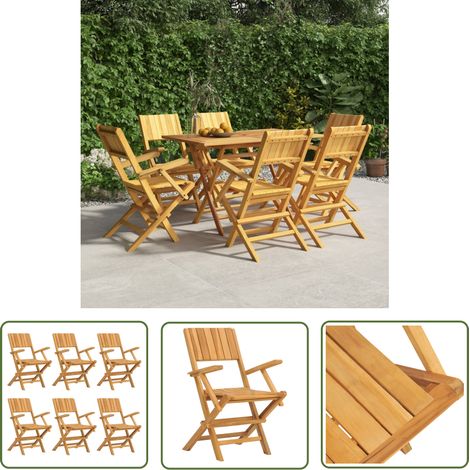 The Living Store Chaises de jardin pliantes lot de 6 55x61x90cm bois massif teck - Chaise De Jardin - Chaise Pliante - Mobilier De Jardin - Teck - Terrasse (1/5)
