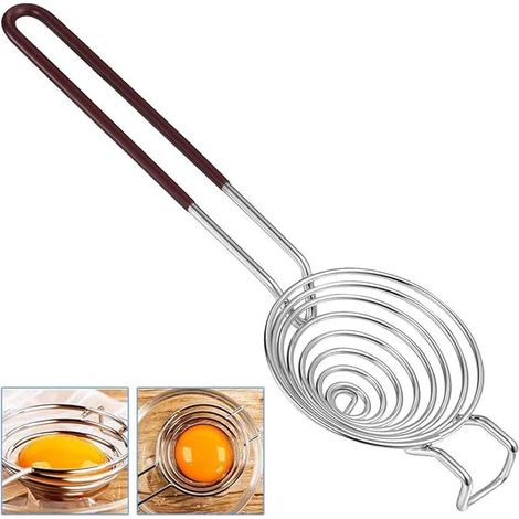 Séparateur de jaune d'œuf en acier inoxydable, ustensile de cuisine, séparateur de blanc d'œuf - marron (1/5)