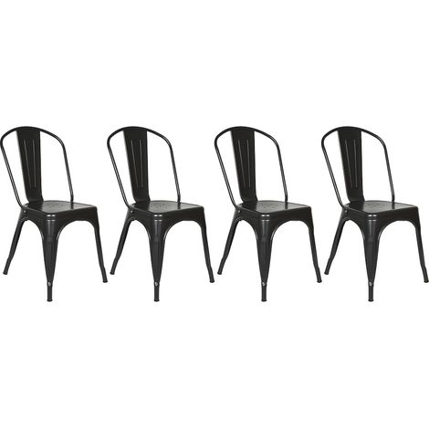 Sillas de Comedor de Metal, Juego de 4, Sillas de Metal de Estilo Industrial, Sillas de Jardín, Negro (1/5)