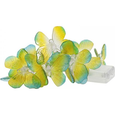 Guirlande Lumineuse Papillon - 20 LED Violet - Alimentation Piles AA - Décoration Extérieure Jardin Terrasse