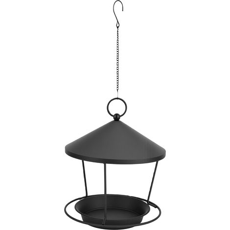Mangeoire à oiseaux sauvages suspendue en fer, design simple, large ouverture, facile à nettoyer, pour jardin ou terrasse. (1/5)