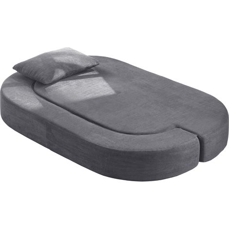 Canapé convertible pliant avec mousse haute densité et 2 coussins, canapé-lit futon gris clair taille twin (1/5)