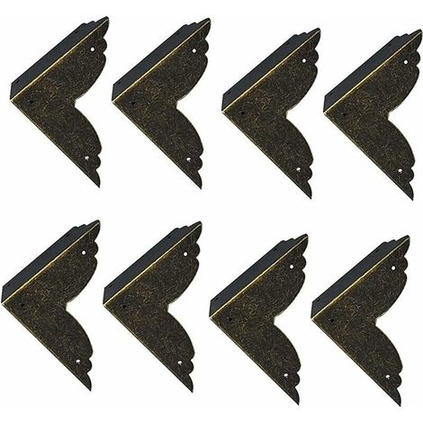 8 pièces Vintage Protecteur Décoratif d'angle en Fer protecteurs d'angle en métal pour Meubles De Protection d'angle De Meuble en Bronze pour Meuble et Boîte en Bois Coffret à Bijoux Bronze 707020mm,V