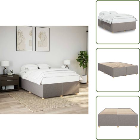 Cadre de lit sans matelas taupe 160x200 cm tissu - Cadre De Lit - Cadres De Lit - Sommier - Meuble De Chambre À Coucher (1/5)