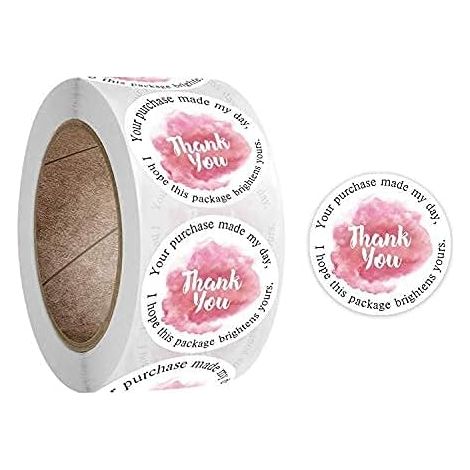 Rolle mit rosa und weißen „Danke“-Aufklebern, 2,5 cm, Packung mit 500 Stück (1/5)