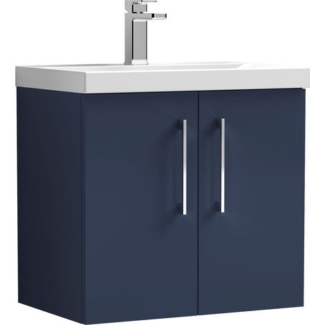 Nuie Arno Wall Hung 2-Door Vanity Unit with Basin-1 600mm Wide - Midnight Blue (1/5)
