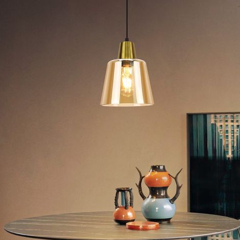 GBLY Sospensione da tavolo per sala da pranzo, lampada a sospensione per soggiorno - vetro E27, 1 lampada a sospensione, stile vintage retrò trasparente per cucina, hotel (senza lampadina)