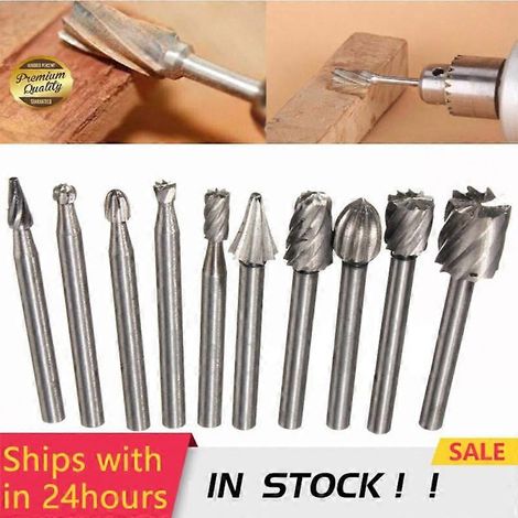 Lot de 10 râpes à bois sculptées en acier rapide, pointes de meulage pour outils à queue de 1/8", 2022, accessoires pour travaux électriques, forets et trous (1/5)