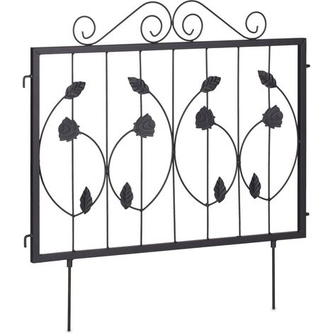 Set di 4 bordure da giardino decorative in metallo nero 120 x 30 cm delimitazione chiara stile sobrio 130012508