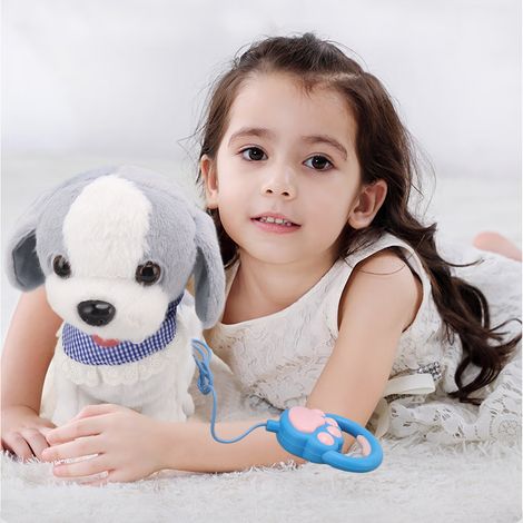 Chien en peluche électrique avec laisse qui apprend à parler, chanter, hocher la tête, remuer la queue et tirer la langue. Chiot en laisse, cadeau de naissance, poupée chien, chien qui lèche. (1/5)