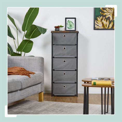 Kommode im holzdesign mit stoffschubladen 88306 (1/5)