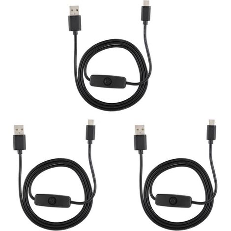 Lot de 3 câbles d'alimentation 5V3A avec interface USB-C et interrupteur pour Raspberry Pi 4B (1/5)