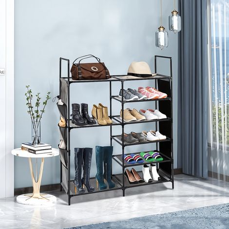 Simple Seven-layer Black Home Storage Shoe Rack 89cm W x 28cm D x 127cm H (1/5)