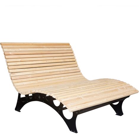 HOME DELUXE - Wellenholzliege TAIGA inkl. 1x Auflage- Waldsofa Schwungliege Relaxliege  Waldsofa Wellenholzliege Holzliege Lärche