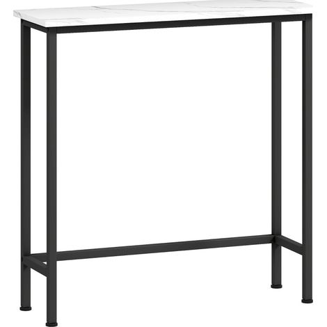 Console d'entrée fine avec plateau effet marbre, pieds réglables, anti-basculement, meuble de couloir 75 x 24 x 76 cm pour petit espace, noir - CHICFURN (1/5)
