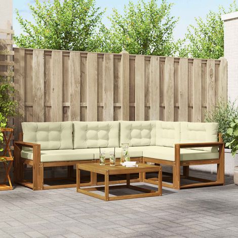 vidaXL Set di divani da esterno con cuscino 5 pcs Naturale e