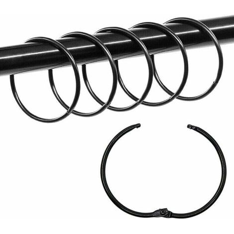 36 runde Metallringe (5 cm Durchmesser) für Duschvorhänge, Tickets, Bürobedarf (Schwarz) - Crezuo