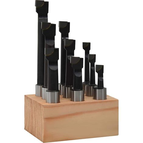 vidaXL Cortadoras de perforación 9 piezas 12 mm con base de madera (1/2)