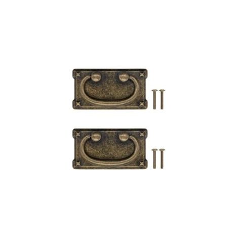 Set mit 2 antiken Klappgriffen für Schubladen, Design aus Bronze-Eisen, für Schiebetüren, Kommoden, Küchen, Buffets, Truhen usw. Vintage-Retro-Landhausstil - Crezuo (1/4)