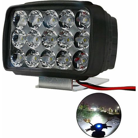 Phare avant de moto 2021, projecteur LED 15 LED 1000 lm pour motos, quads, SSV et scooters (1/5)