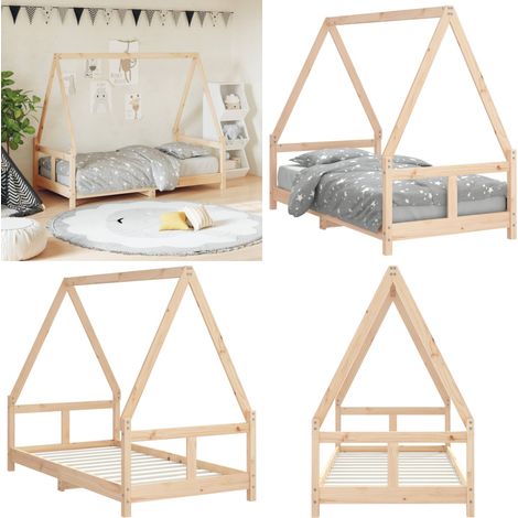 Estructura de cama para niños madera maciza de pino 80x160 cm - Cama de madera - Cama de pino
