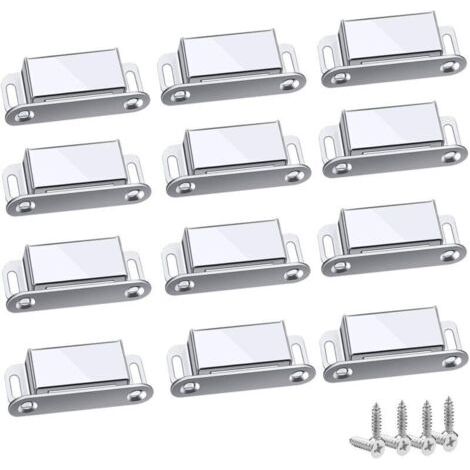 Loquet Magnetique, 12 Pièces Aimants loqueteaux magnétiques Placard Aimant Puissant Robuste Jusqu'à 6kg, Pour Tiroirs Porte de Douche Aimanté Armoire Placard, Cabinet, Meubles (45mm-12pc)-- (1/4)