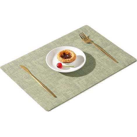 Ensemble de 6 sets de table en cuir pour la maison et l'hôtellerie. Sets de table carrés double face. Imperméables, résistants à l'huile et isolants thermiques. (1/5)