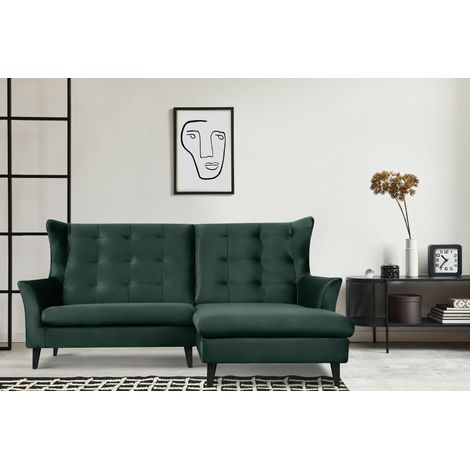 KONSIMO SALIS Ecksofa, rechts, gepolstert, auf Beinen, dunkelgrün (1/5)