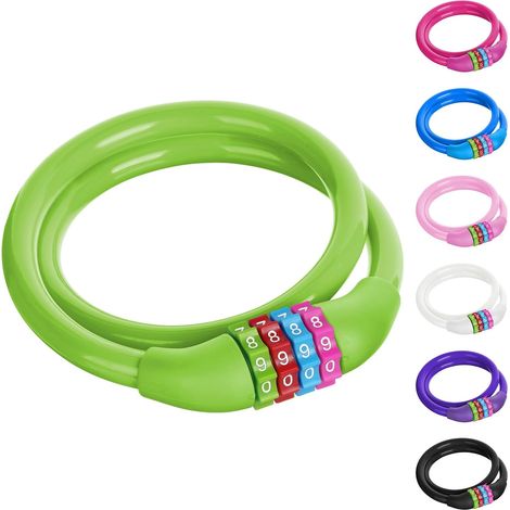 Antivol Velo à 4 Chiffre avec Mot de Passe, 65cm Vert Portable Cadenas Velo Code, Combinaisons Réinitialisables pour Vélo, Moto, Scooter, Skateboard, Portail, Clôture (1/5)