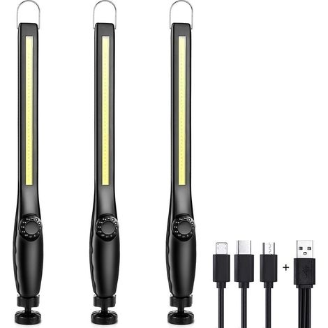 Baladeuse led Mecanicien Lampe Atelier Chantier Rechargeable Lampe Garage Magnetique Lampe de Travail Aimantée led Portable Rechargeable Puissante [3 Pièces] [Classe énergétique A+++] (1/5)