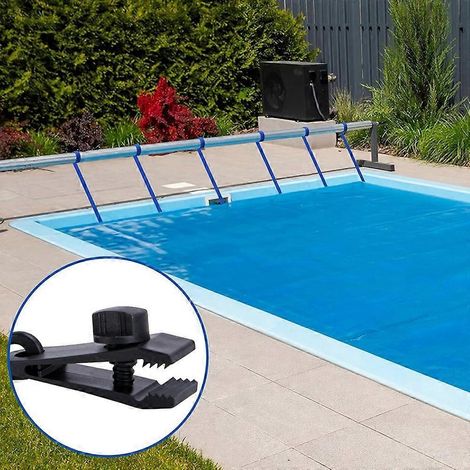 Kit d'accessoires pour enrouleur de couverture solaire de piscine pour piscines encastrées, comprenant sangles, clips et fixations. (1/5)